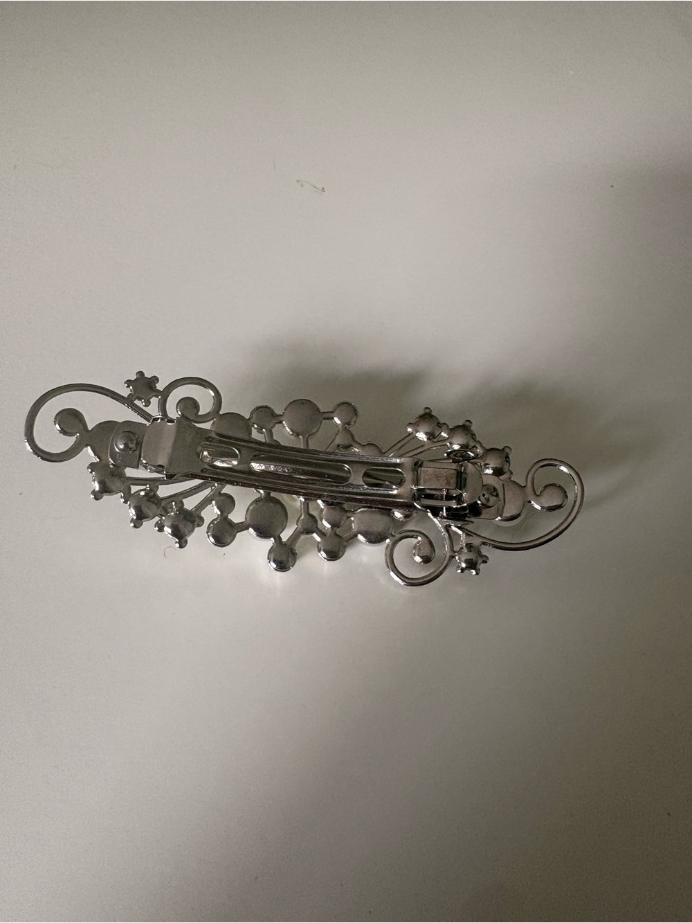 Pearl & Crystal Silver Hair Barrette - Picture 3 of 4